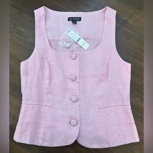JCREW Scoopneck linen-blend vest Top Bubblegum Size 00 New with Tags, Never worn